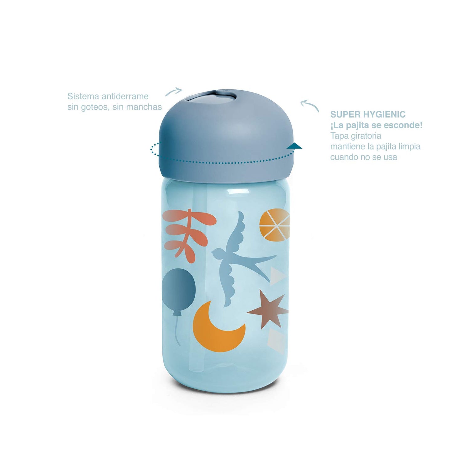 Suavinex joogitops kõrrega +18 kuud, 340 ml, Forest Blue