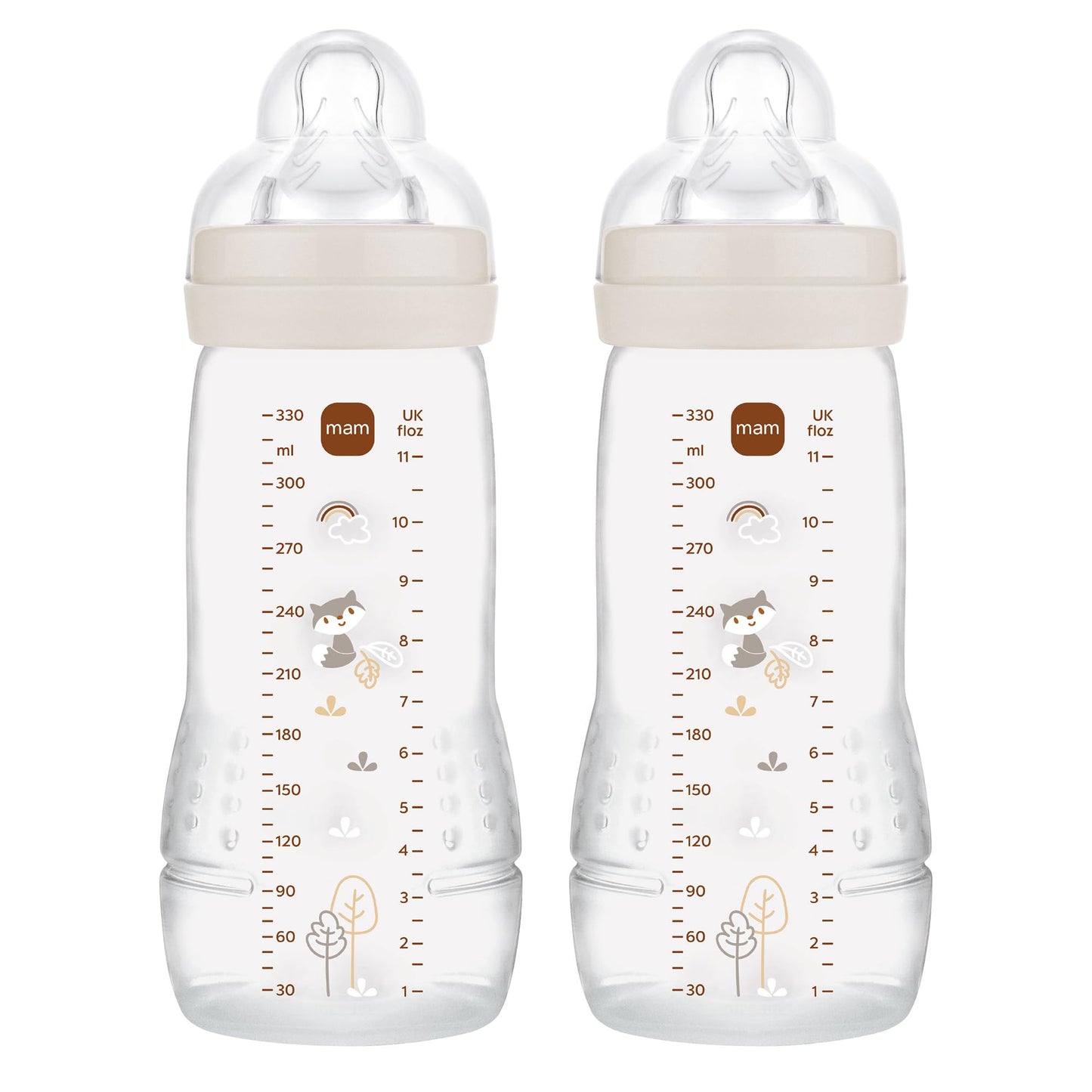MAM Easy Active lutipudel 330 ml, 4+ kuud, 2 tk, läbipaistev