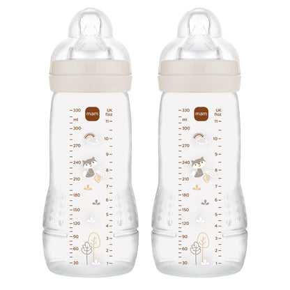 MAM Easy Active lutipudel 330 ml, 4+ kuud, 2 tk, läbipaistev