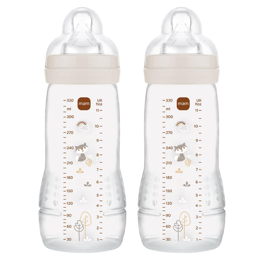 MAM Easy Active lutipudel 330 ml, 4+ kuud, 2 tk, läbipaistev
