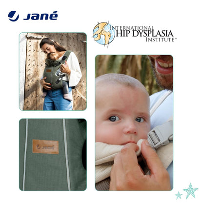 Jané Dual ergonoomiline beebikandekott, sünnist kuni 15 kg, 3 kandesuunda, hingav ja polsterdatud, roheline