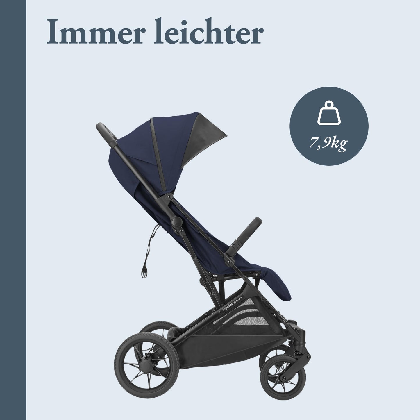 Inglesina Zenit 2 jalutuskäru Polar Blue, kompaktne ja kerge, kuni 22 kg