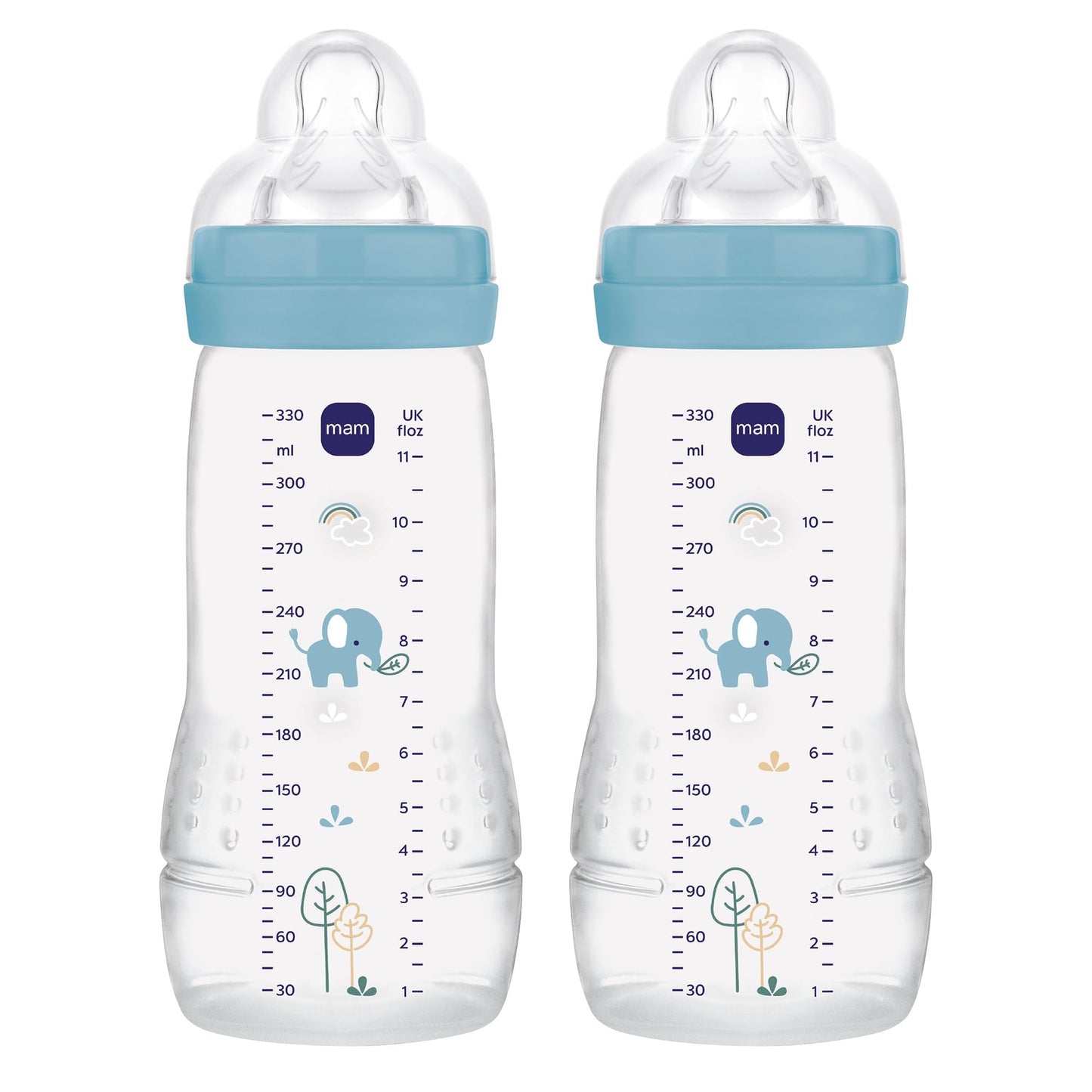 MAM Easy Active lutipudelid, 2 tk, 330 ml, kiire vooluga lutt, sinine