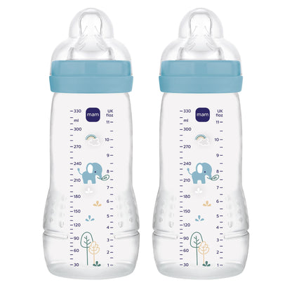 MAM Easy Active lutipudelid, 2 tk, 330 ml, kiire vooluga lutt, sinine