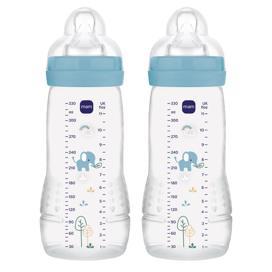 MAM Easy Active lutipudelid, 2 tk, 330 ml, kiire vooluga lutt, sinine