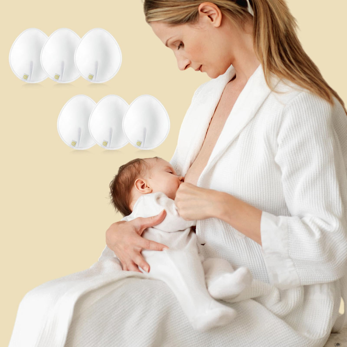 First Days Maternity Supplies korduvkasutatavad rinnapadjad, valged, 18 cm, 6 tk
