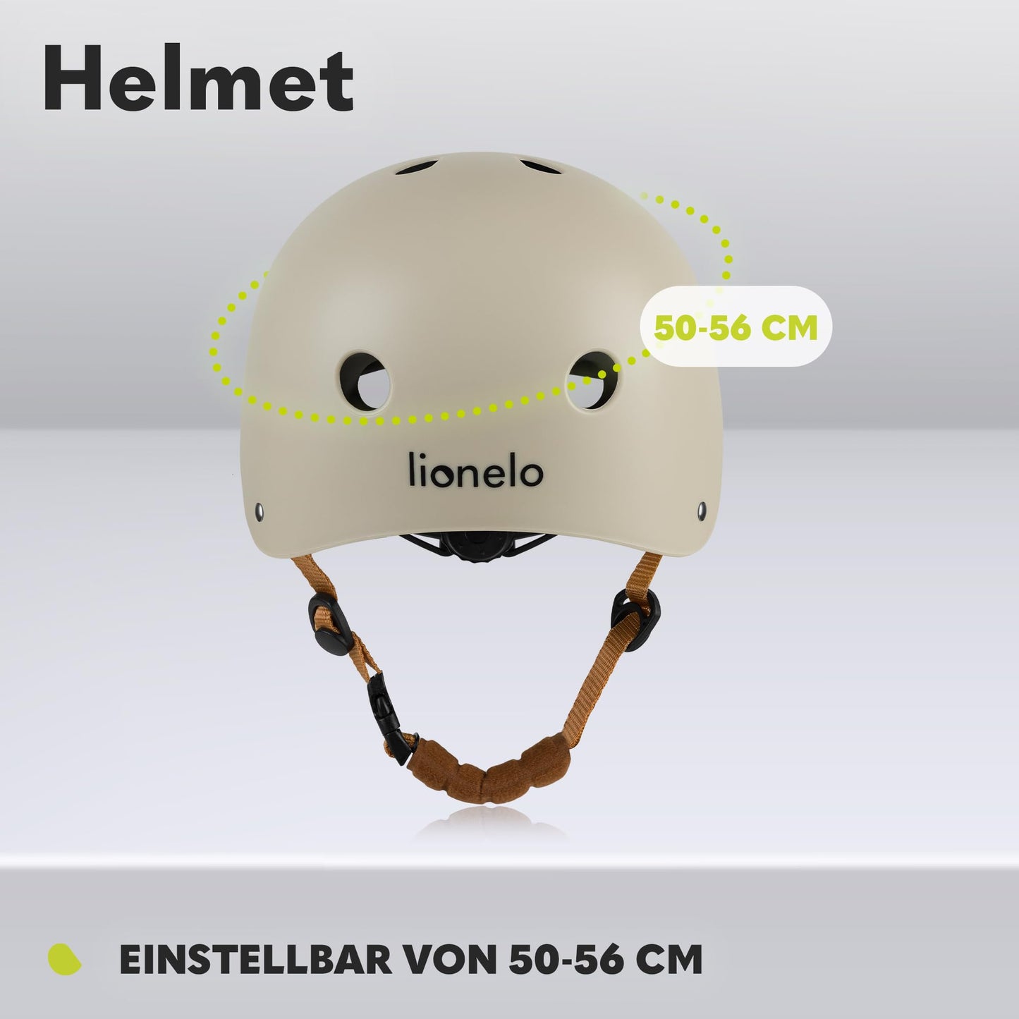 Lionelo lastekiiver Helmet Beige Sand S 50-56 cm, lõuakaitsega