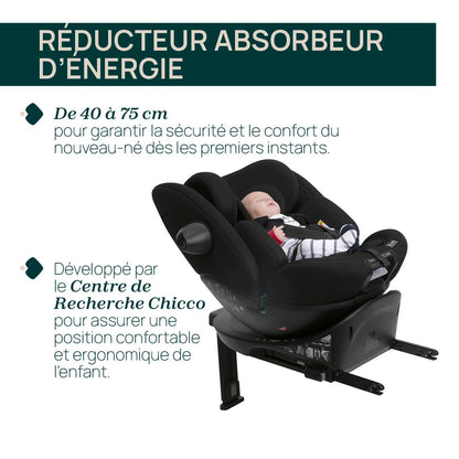 Chicco Everone i-Size turvatool ISOFIX-alusega, 0-36 kg, 40-150 cm, must