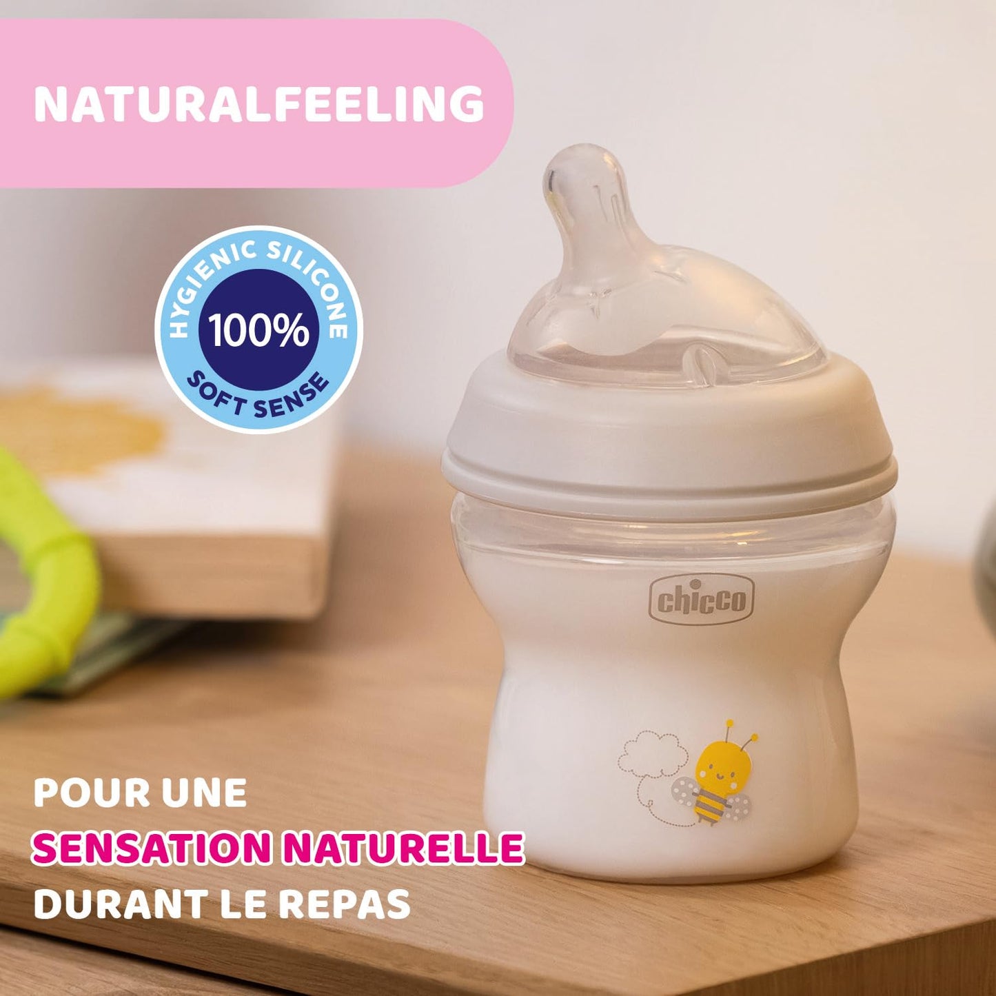 Chicco Natural Feeling koolikutevastane lutipudel, 150 ml, 0+ kuud