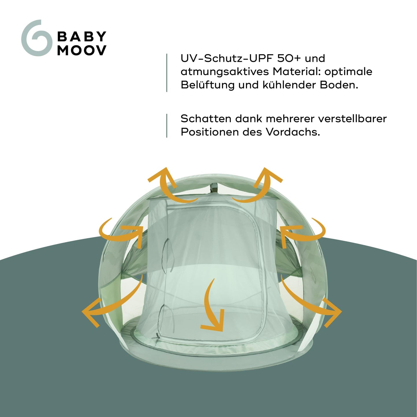 Babymoov rannatelk Moov & Protect UV 50+ pop-up, roheline, 91 x 150 x 109 cm