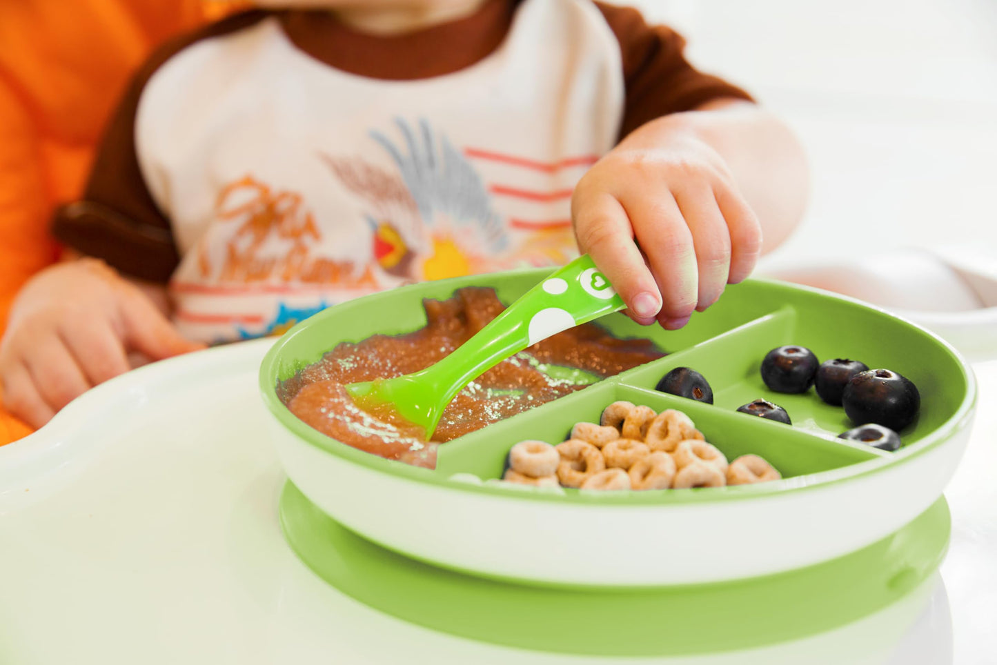 Munchkin Stay Put jagatud taldrik, roheline, alates 6 kuust