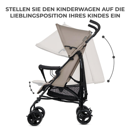 Kinderkraft TIK kergkäru, beež, 6,5 kg, kuni 17 kg, kokkupandav, pöörlevate esiratastega