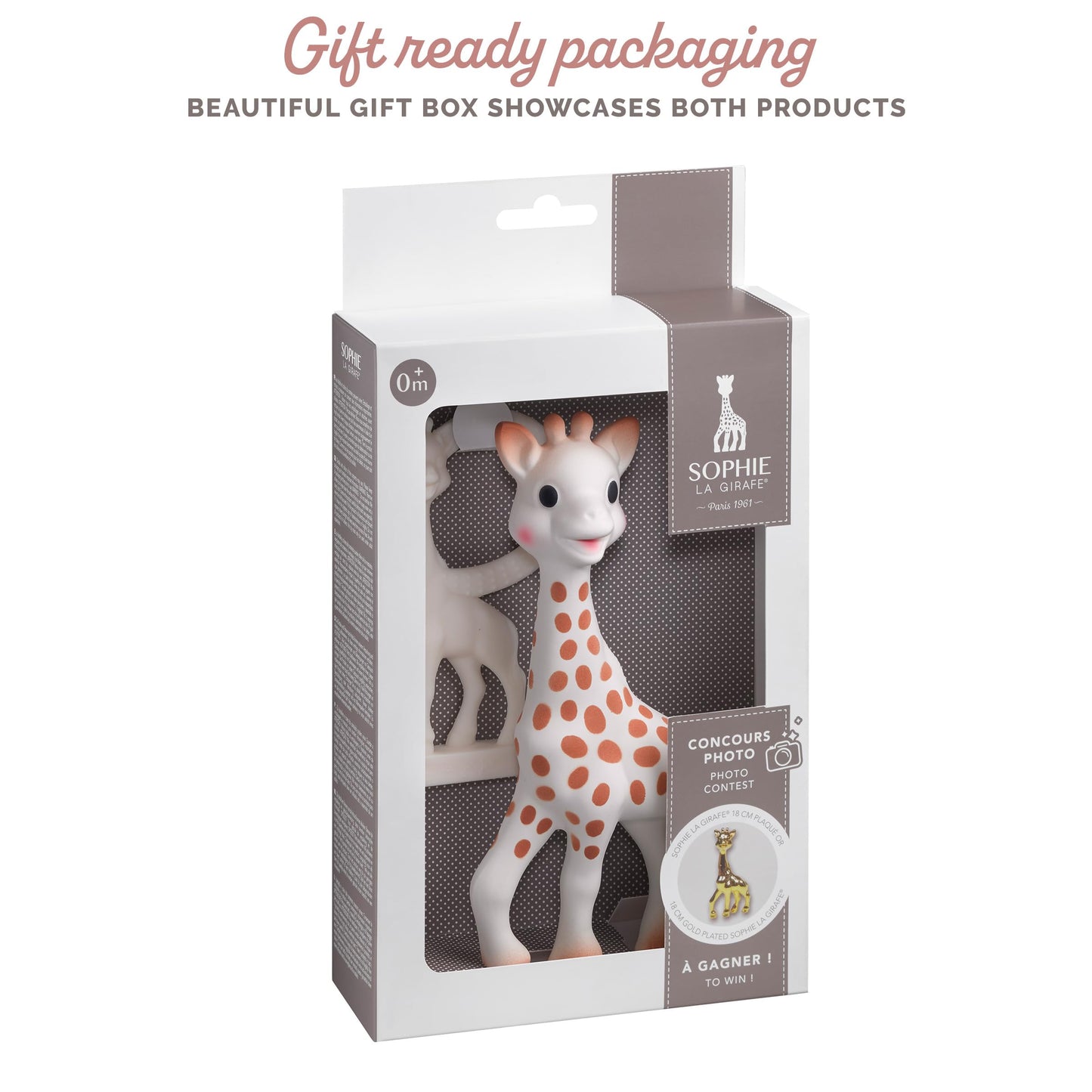 Sophie la girafe kinkekomplekt (Award Set) – looduslikust kummist närimislelud