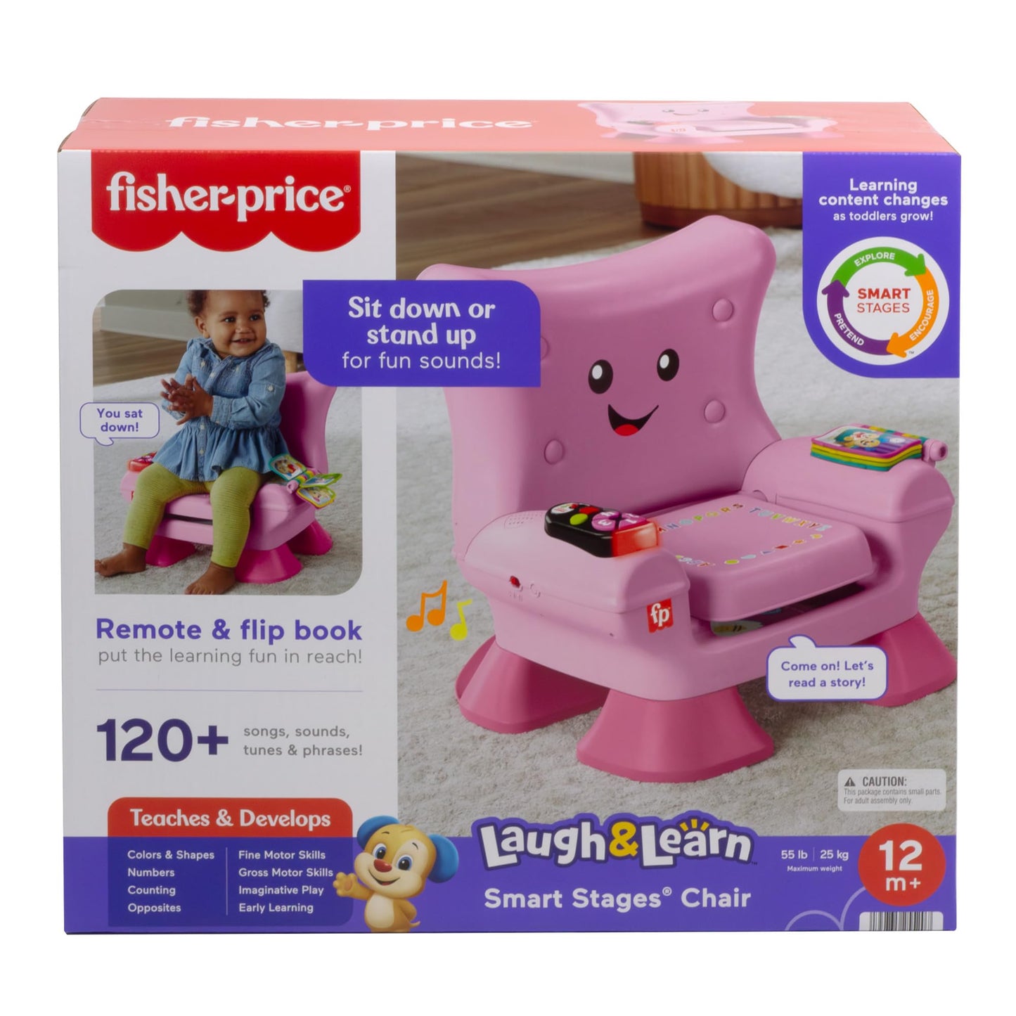Fisher-Price Laugh & Learn Smart Stages õppetool (EN/DE/FR), 6–36 k, roosa
