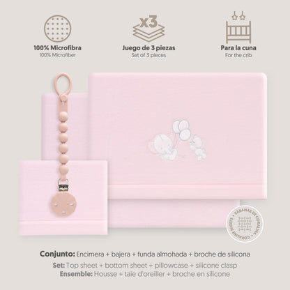 Interbaby voodipesukomplekt beebivoodile 60 x 120 cm, roosa, korallfliis