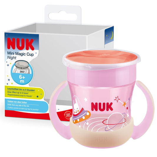 NUK Mini Magic Cup 360° joogitass silikoonist, 160 ml – roosa, helendav