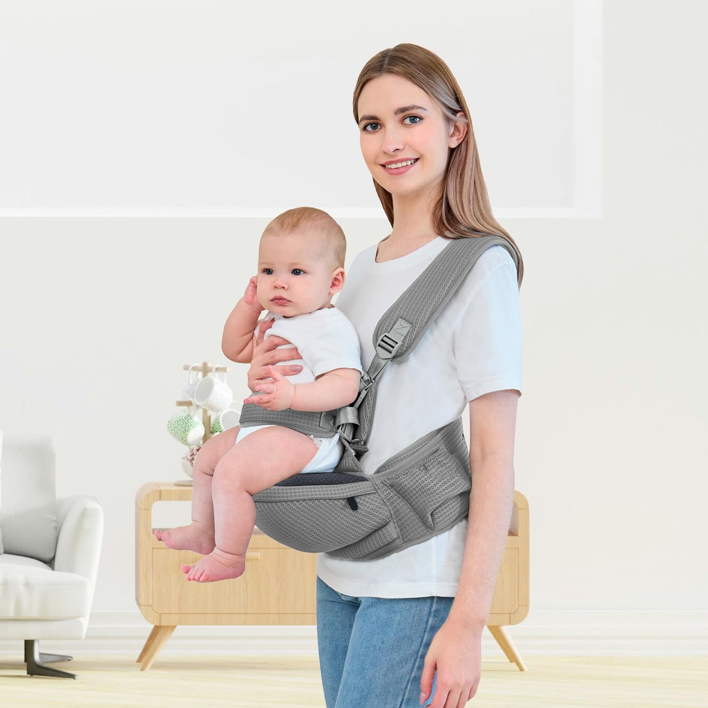 IULONEE ergonoomiline lapsekandmistugi–puusatugi, tumehall