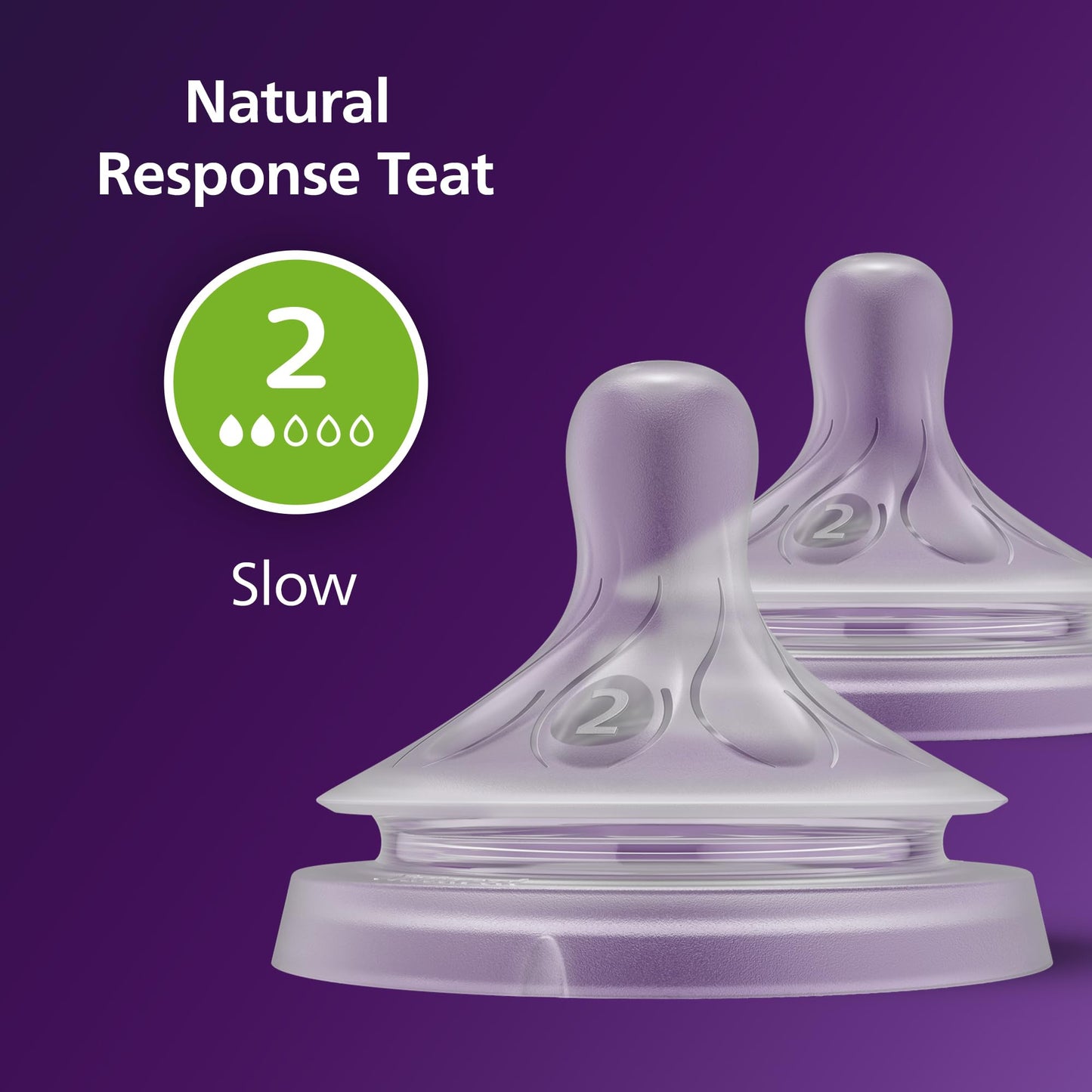 Philips Avent Natural Response lutipudeli lutt Flow 2, 0+ kuud, 2 tk
