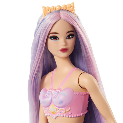 Barbie merineitsiga nukk lavendlililla saba ja roosakas-lilla juuksevärviga