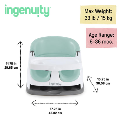 Ingenuity 2-ühes söögitooli iste Baby Base 2-in-1, Mist, alates 6 kuust