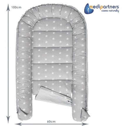 Medi Partners beebipesa komplekt 5-osaline, 100 × 60 cm, puuvillane (hall/roosa)