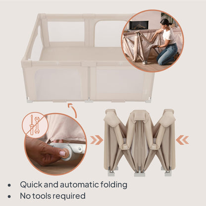 Lionelo Florence Easy Fold XL beebiaedik 150 × 180 cm, kokkupandav ja kerge, beež