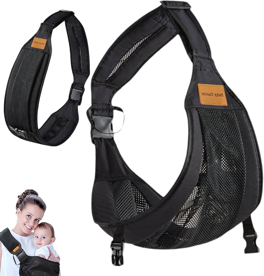 Ergonoomiline külgmine kandekott beebile, kuni 20 kg, must