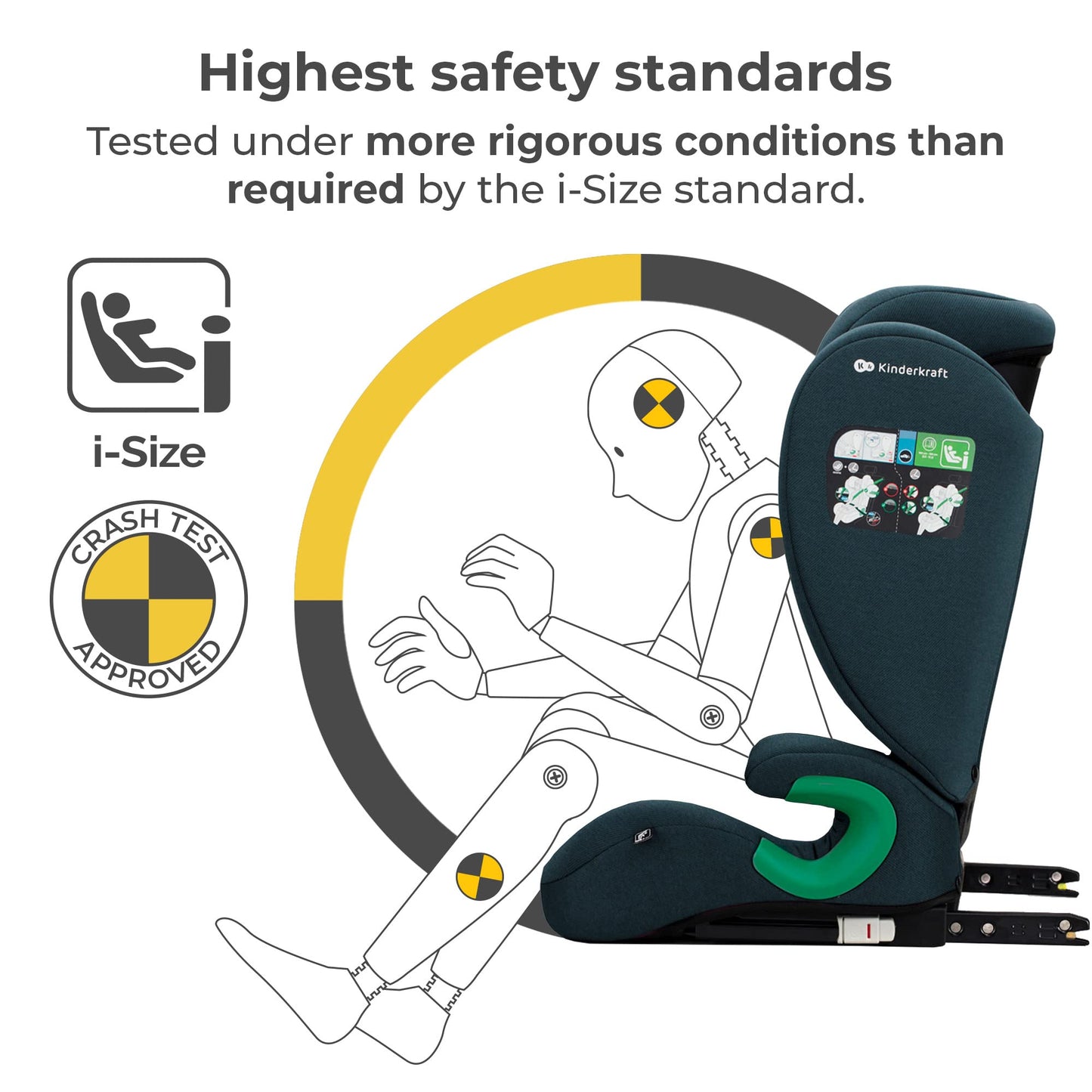 Kinderkraft JUNIORFIX2 turvatool 100–150 cm, ISOFIX, sinine