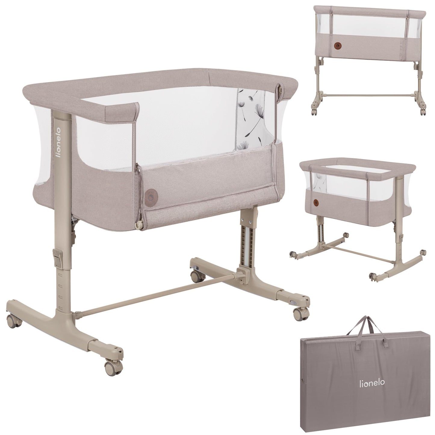 Lionelo Aurora 3-in-1 vooditasku, häll ja beebivoodi kuni 9 kg, Beige Cappuccino