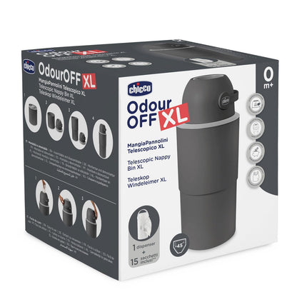 Chicco XL mähkmekonteiner lõhnalukuga, hall