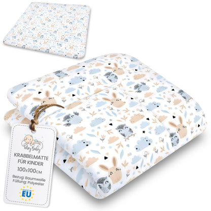 Totsy Baby kokkupandav mängumatt 100 × 100 cm – Owls (sinine / roosa)