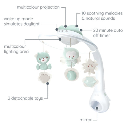 INFANTINO 3-in-1 projektorilla varustettu musiikkimobiili 302049-00, salvia