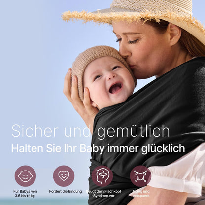 Momcozy elastne beebikandelina, must, 3,6-15 kg