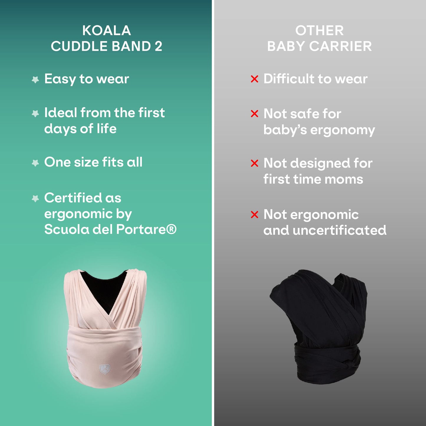 Koala Babycare elastne beebikandmislina vastsündinule, kuni 15 kg, beež