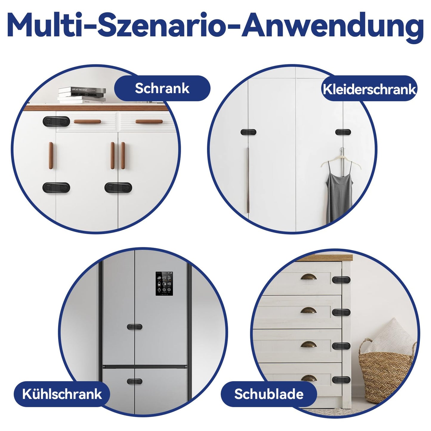 ECHOCUBE laste turvalukud kappidele, 6 tk, must, BB24DC281-BK