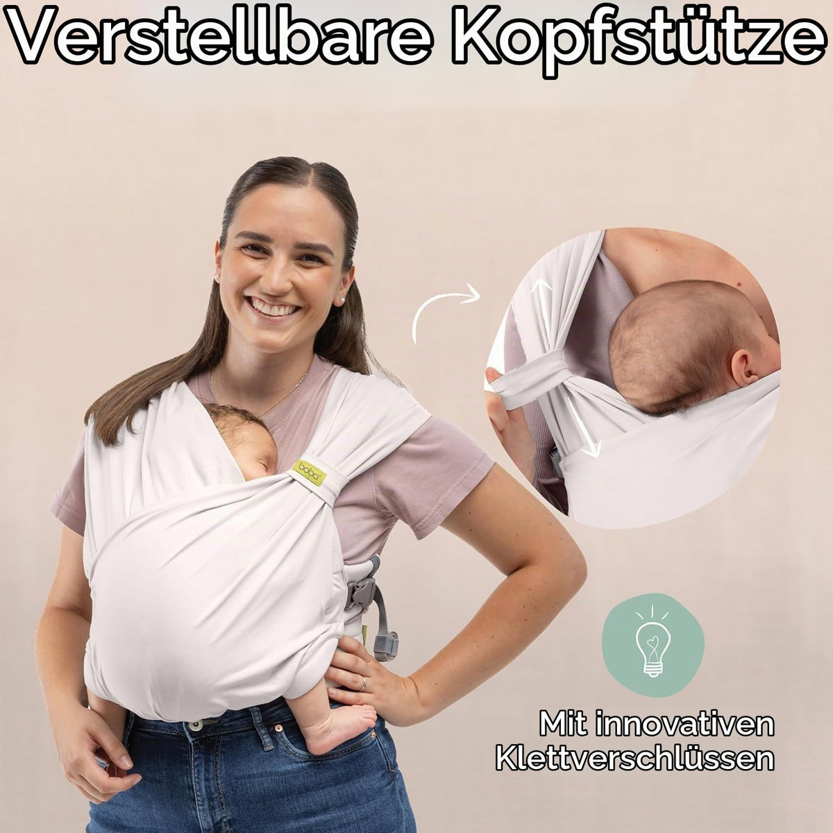 Boba Bliss -hybridikantoliina ilman sitomista, luomupuuvilla, harmaanbeige (Organic Stone), 3–15 kg