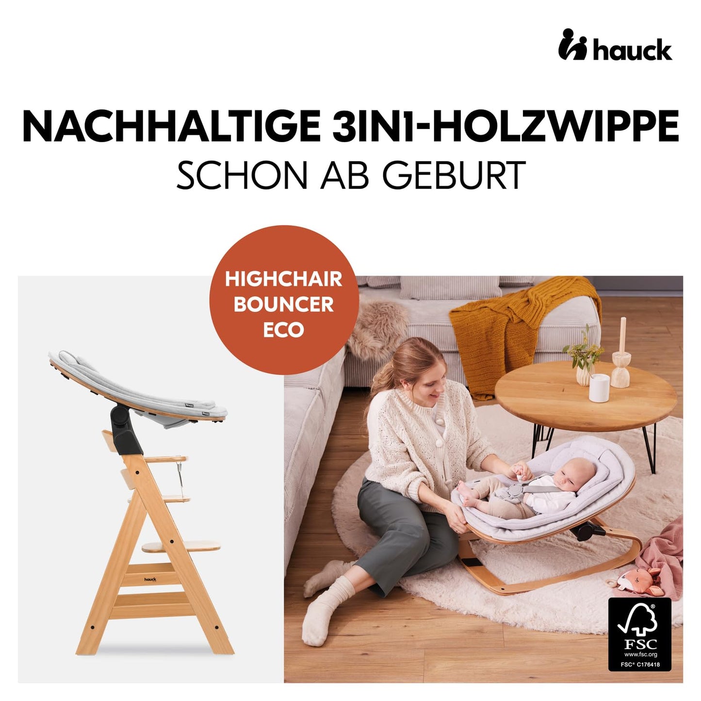hauck Highchair Bouncer Eco beebikiik Hauck Alpha+ ning Beta+ söögitoolile