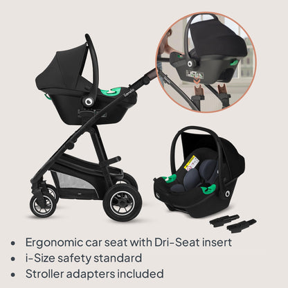 Lionelo Bianka 3-in-1 vankrikomplekt õhkrehvidega– Beige Sand