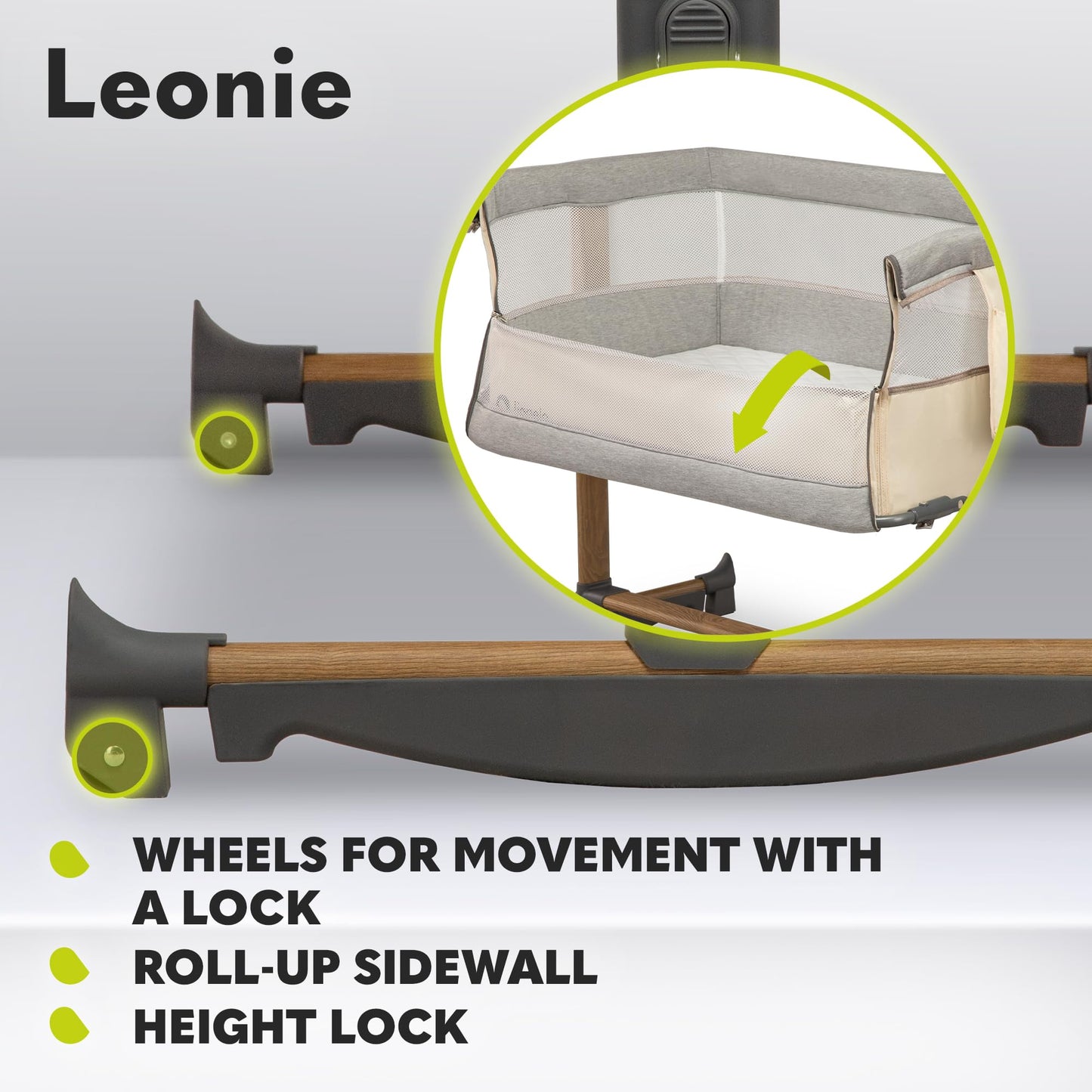 Lionelo Leonie 3-in-1 vooditasku, 0–6 kuud, kuni 9 kg, reguleeritav kõrgus ja kallutus, Beige