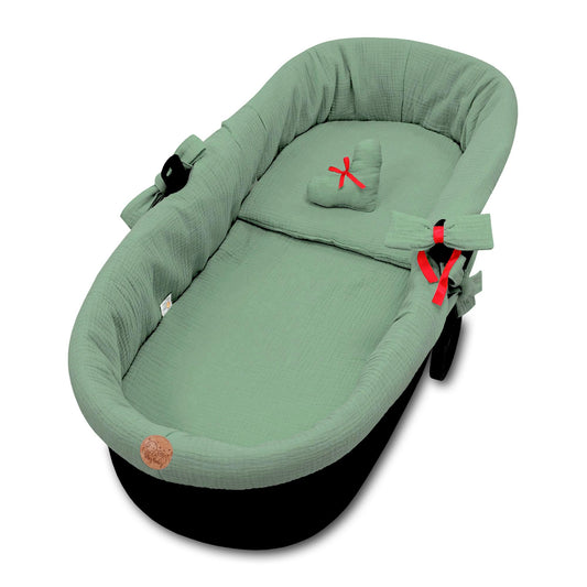 Totsy Baby musliinkangas vankrikorvi sisu (3-osaline komplekt), roheline