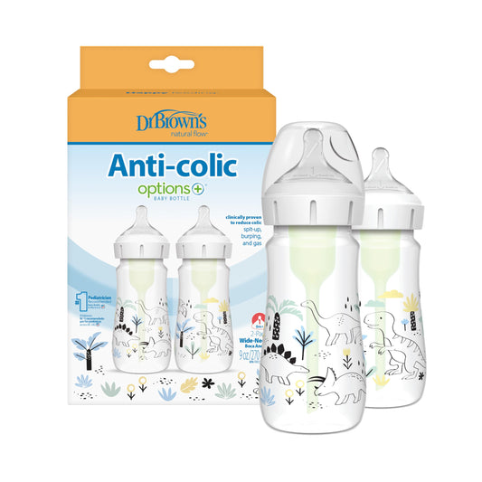 Dr. Brown’s Options+ laia suuga lutipudelid koolikute leevendamiseks, 270 ml, 2 tk (Dinosaurused)