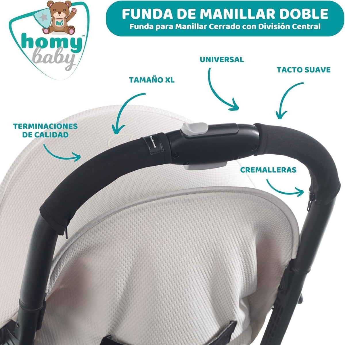 HOMYBABY universaali vaunujen kahvan suoja, musta, pestävä