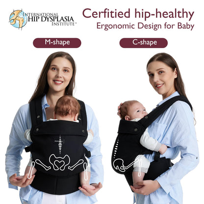 Momcozy ergonoomiline beebikandekott – must, puuvillane, 3-ühes disain (7–20 kg)