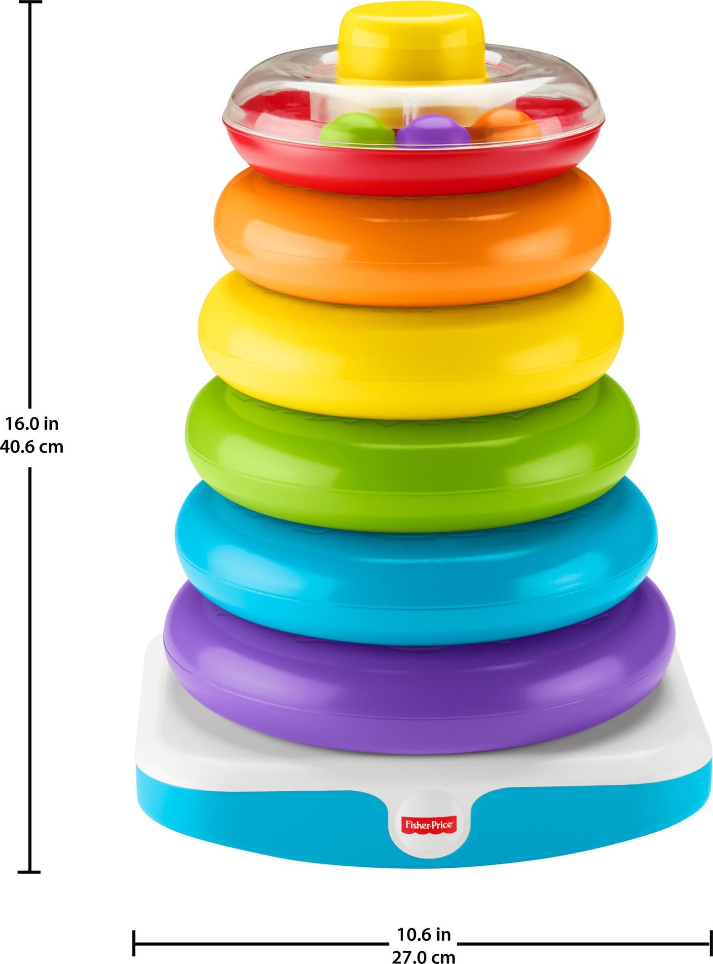 Fisher-Price hiiglaslik Rock-a-Stack rõngatorn, 36 cm, mitmevärviline, 1+ aastat