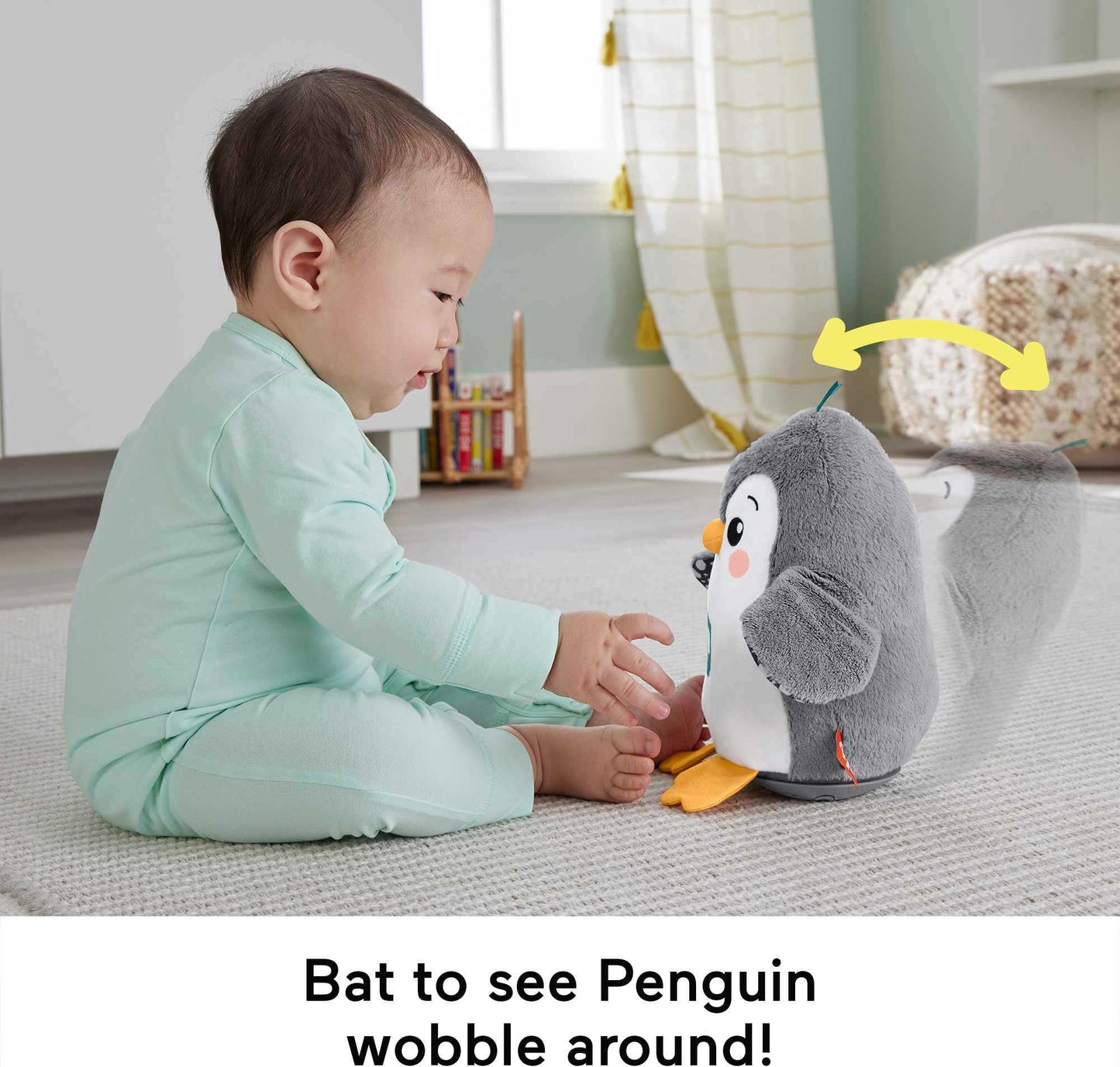 Fisher-Price Flap & Wobble Pingviin - muusikaline kõhuli mänguasi beebile