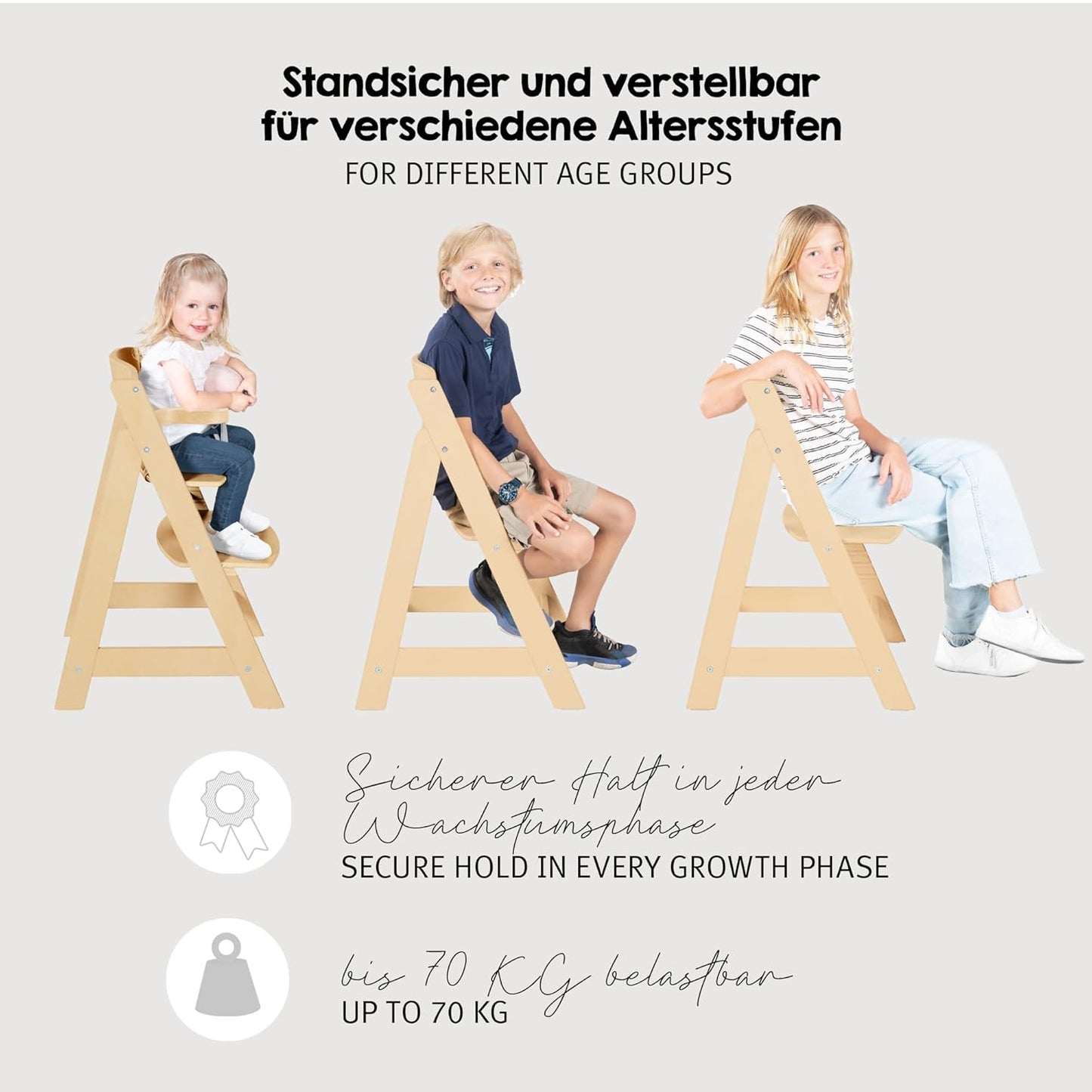 roba Sit Up III puidust söögitool, naturaalne puit (kuni 50 kg)