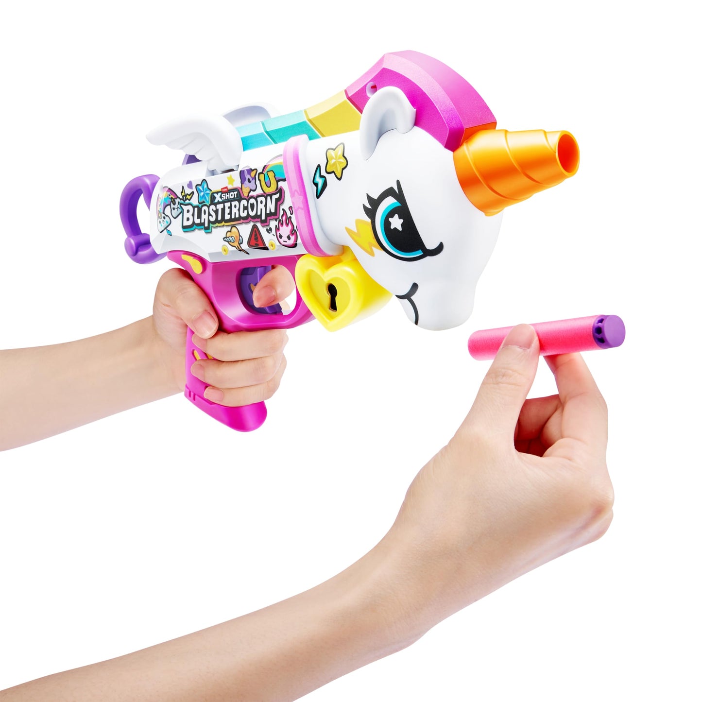 XShot Blastercorn ükssarvikuteemaline mängurelvade komplekt, 2 blastrit ja 32 Air Pocket noolt (36761)