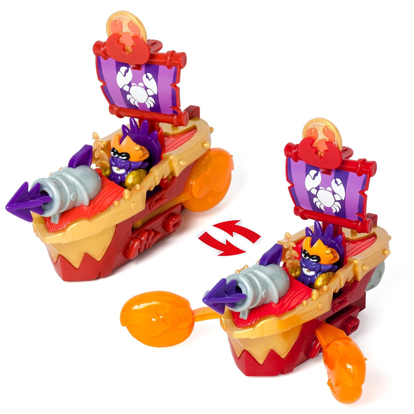 Piratix Adventure World „Sea Crusher“ krabi-kujuline piraadilaev, kapten Lobster ja aardejõuga (PPXSP114IN20)