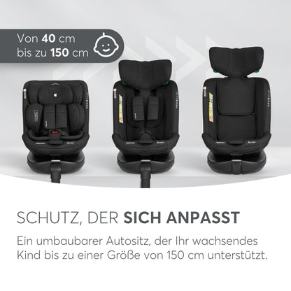 KikkaBoo i-SECURE 360° pöörlev i-Size turvatool 40–150 cm, must