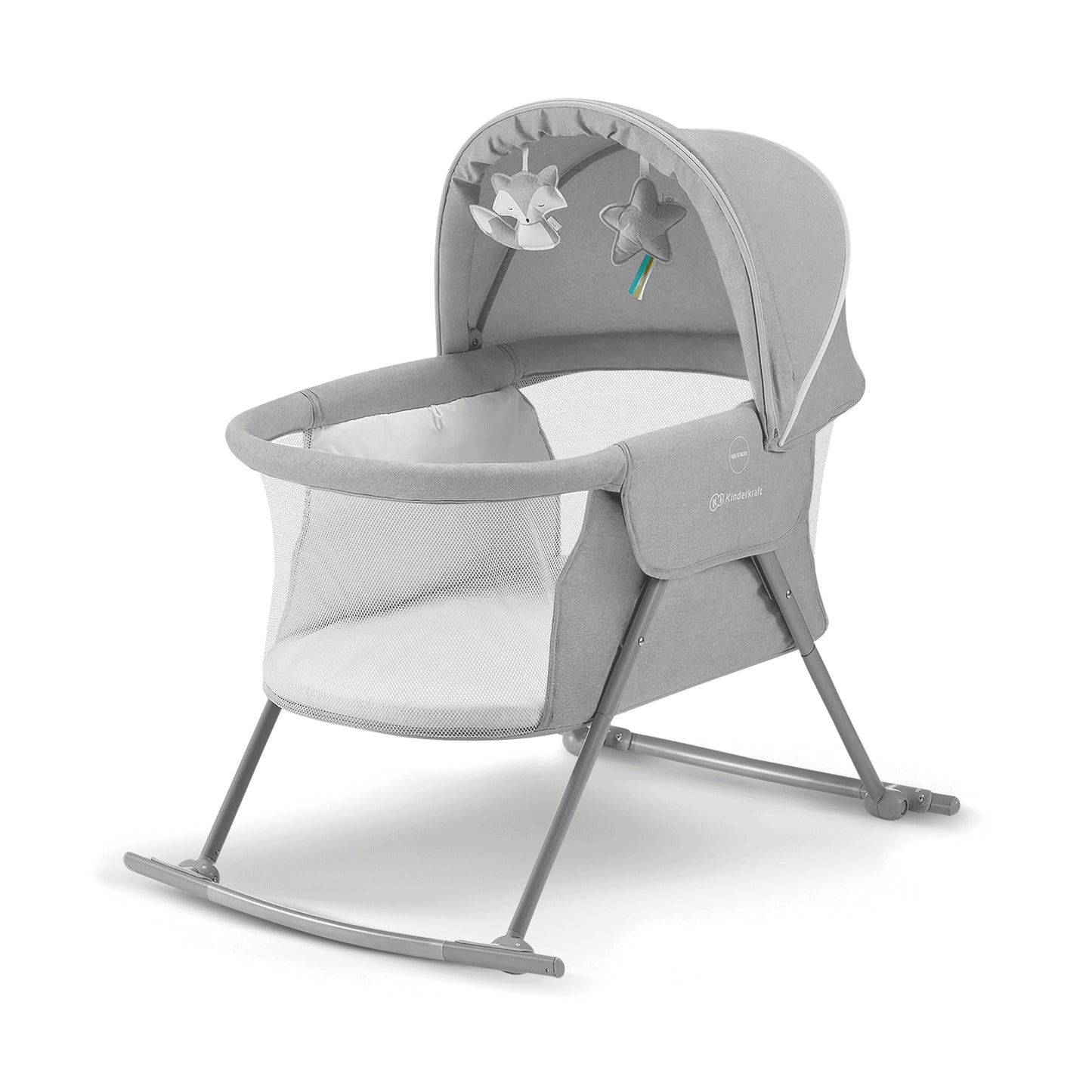 Kinderkraft LOVI 3-ühes beebihäll ja reisivoodi, hall (0–9 kg)